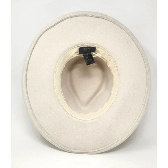 Frye Womens Sz 7 1/2 Cream Wide Brim Hat Adjustable Rim Western Rancher Cowgirl - Picture 4 of 10